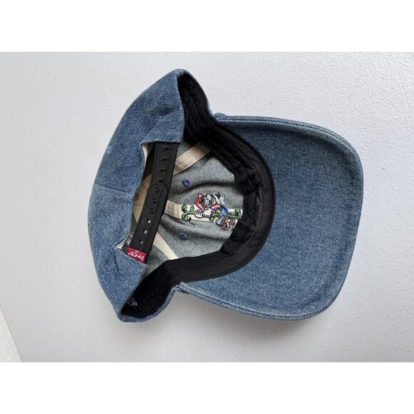 Levis Super Mario Hat Cap Snap Back Denim Blue Embroidered Limited Edition Mens - Picture 2 of 2
